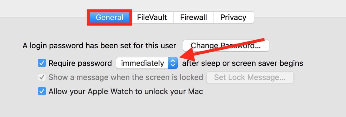 Use the Require Password option in the Security & Privacy settings to require a password when your Mac wakes from sleep or the screen saver activates