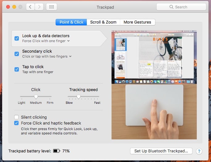 Mac Gestures in System Preferences