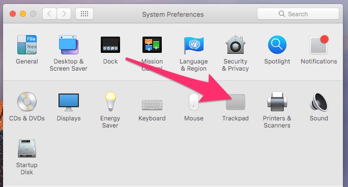 Mac Trackpad Gestures configured in System Preferences