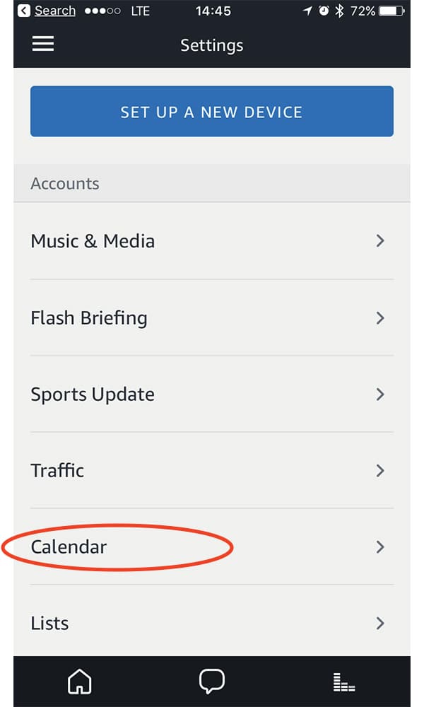 Link your iCloud account to Alexa with the Calendar Settings