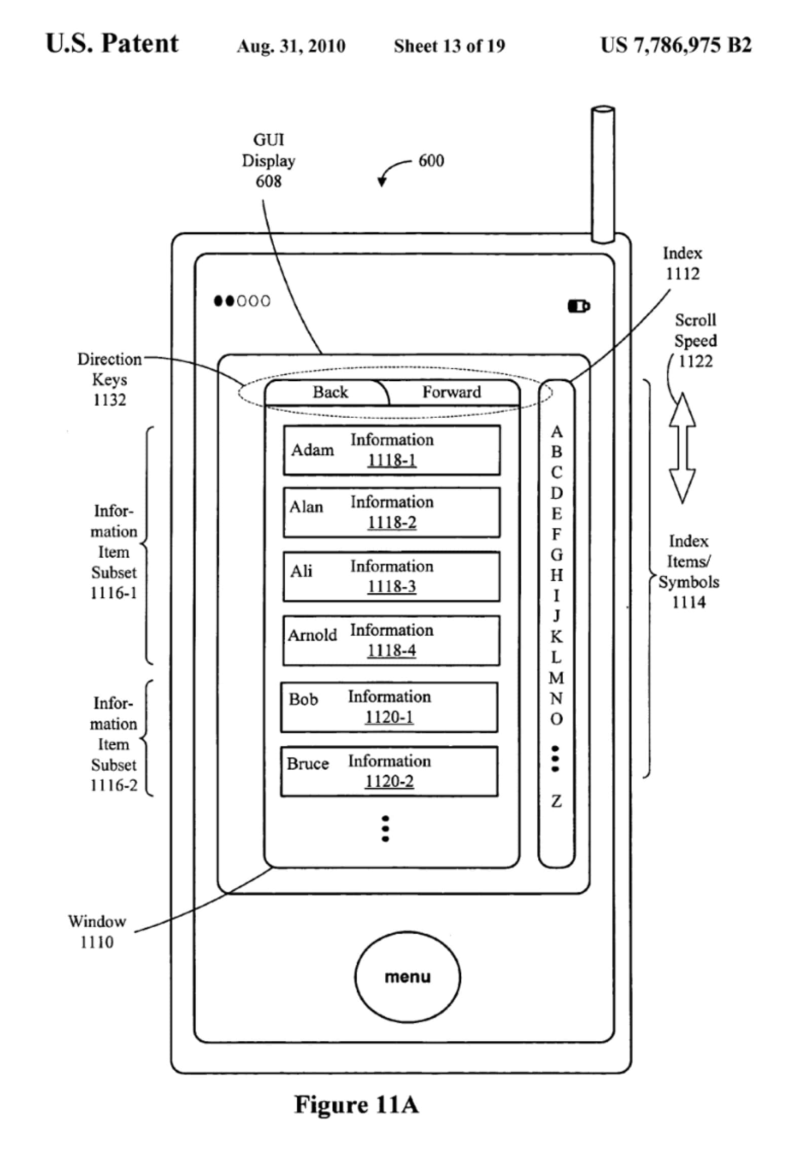 Image of Apple patent that lays out scrolling in Safari. 