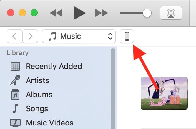 Select your iPhone in the iTunes Toolbar to get to its settings