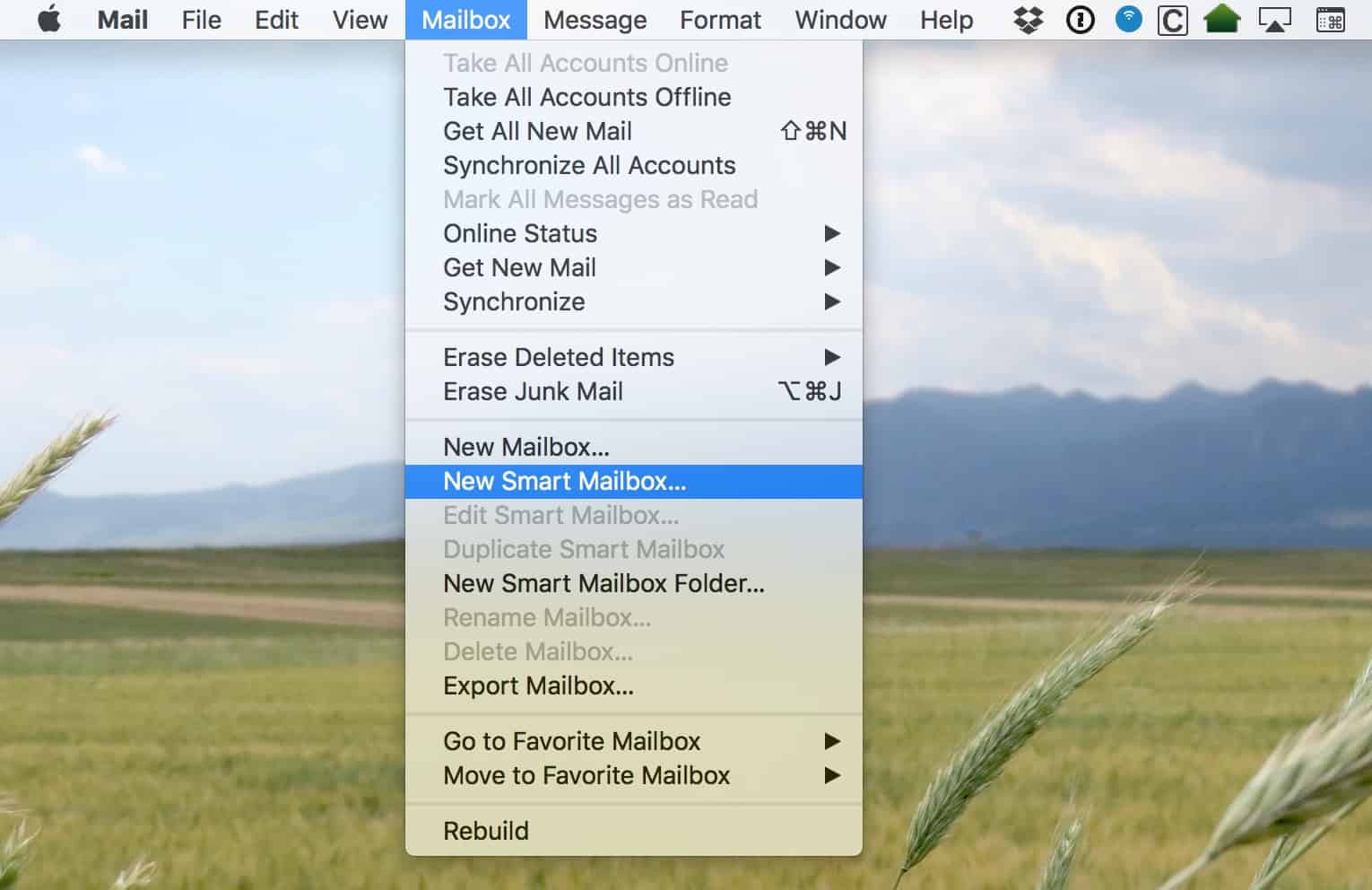 Use Mail's Mailbox menu option to create a new Smart Mailbox