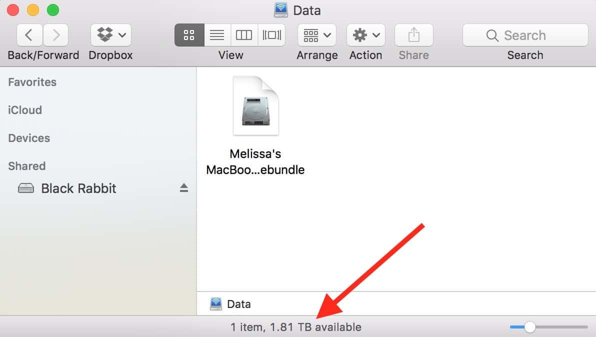 The Finder Status Bar shows the Time Capsule available storage