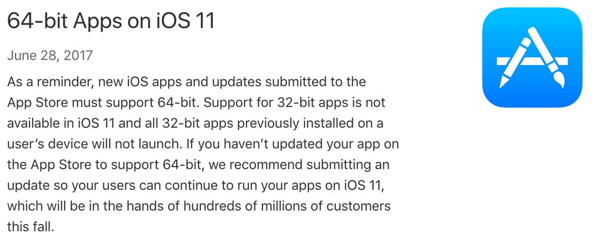 apple 64 bit ios 11