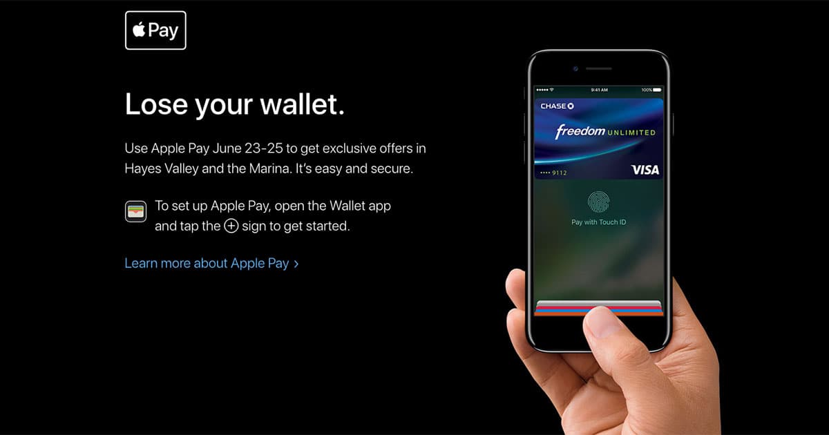 Apple Pay "Lose your wallet" promotion coming to San Francisco