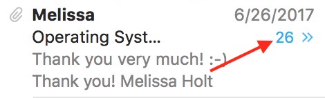 Email Count showing how many messages are in a thread