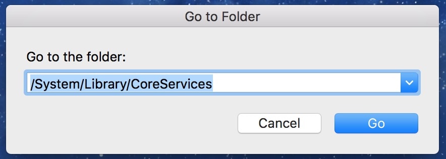 CoreServices folder path in macOS