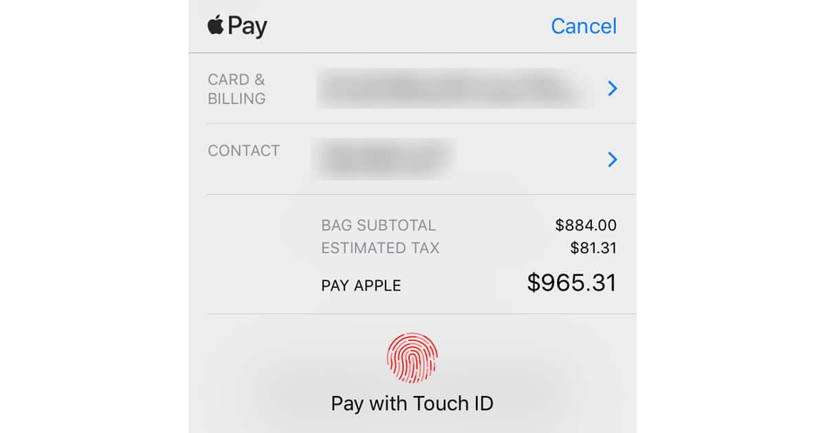 Apple Store purchase using Touch ID