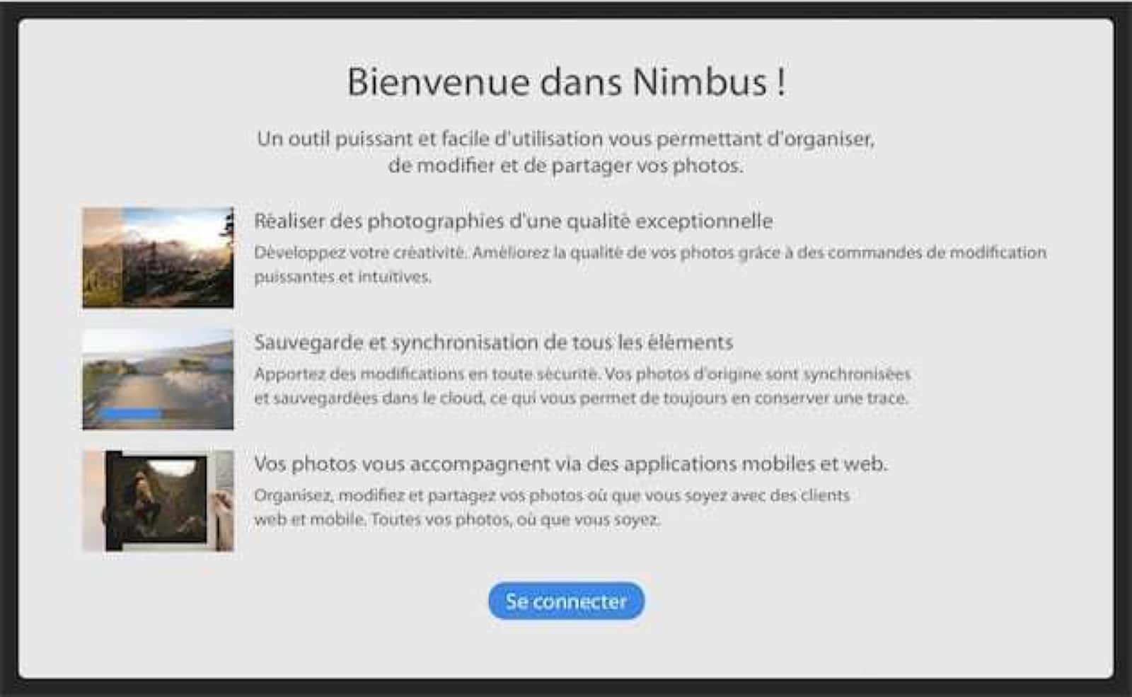 Welcome interface to the Nimbus cloud editor.