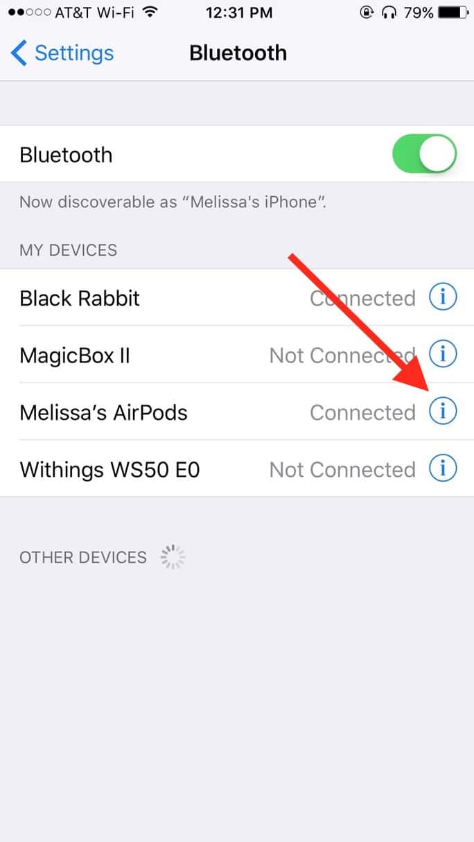 Tap the info icon next to your AirPods name in Bluetooth Settings to see the settings you can change