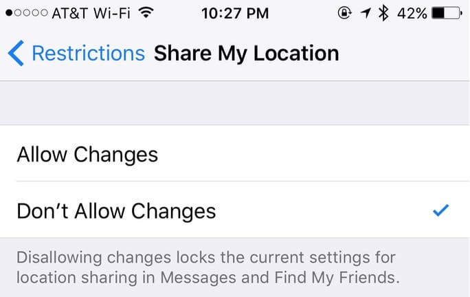 Share My Location Settings