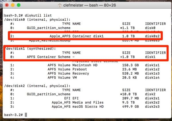 Locate, then resize your APFS container