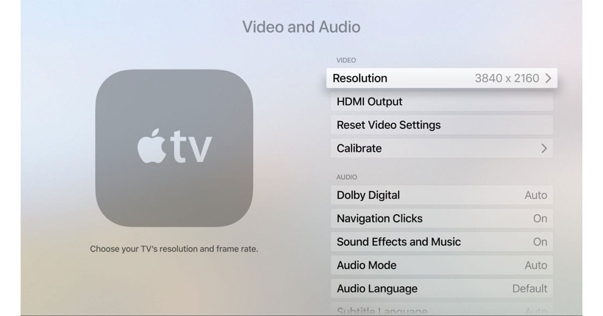 tvOS for Apple TV supports 4K resolution