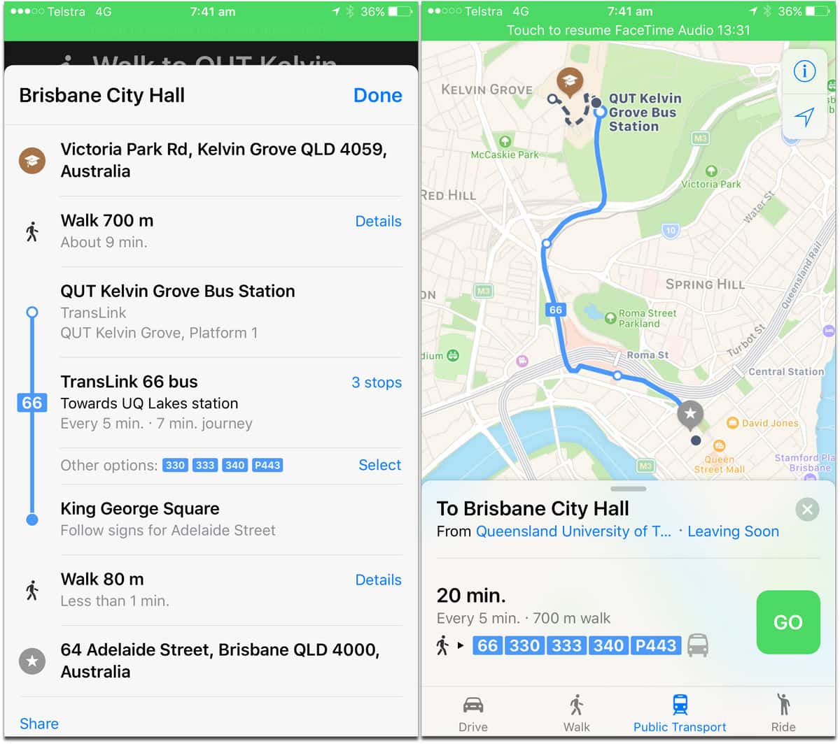 Public Transport directions in downtown Brisbane