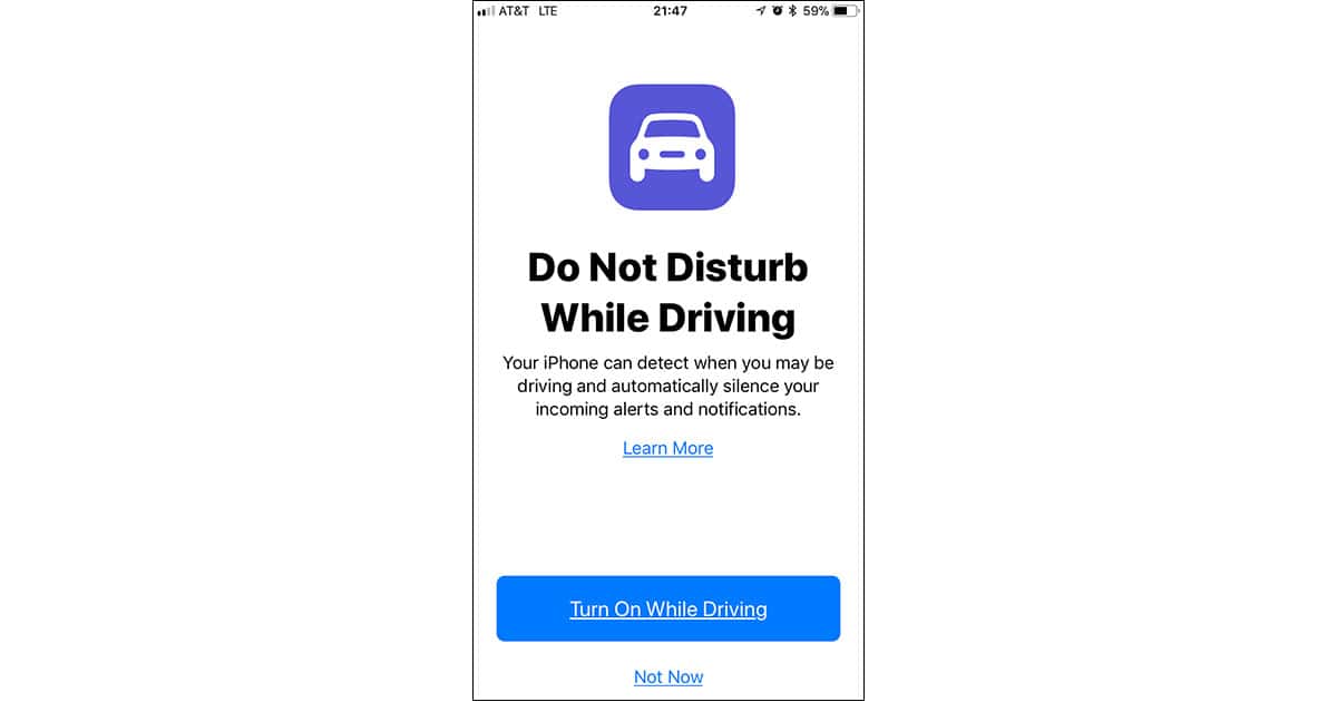 iOS 11 Do Not Disturb While Driving iPhone screen