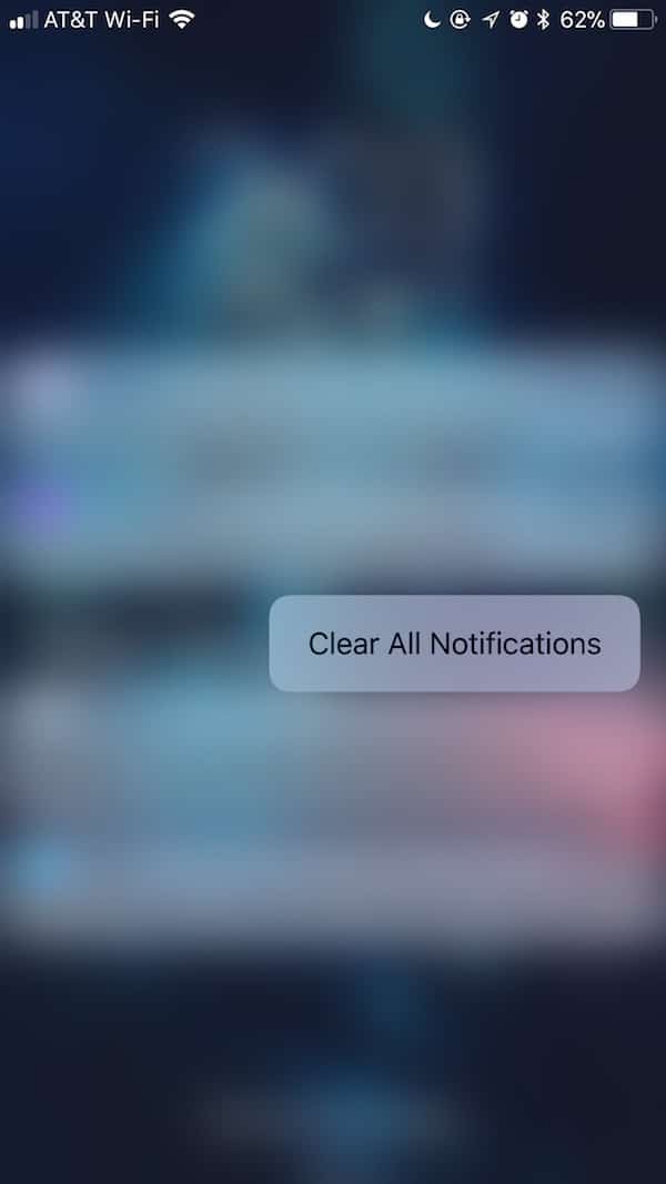 iOS 11 Notification Center - Clear All