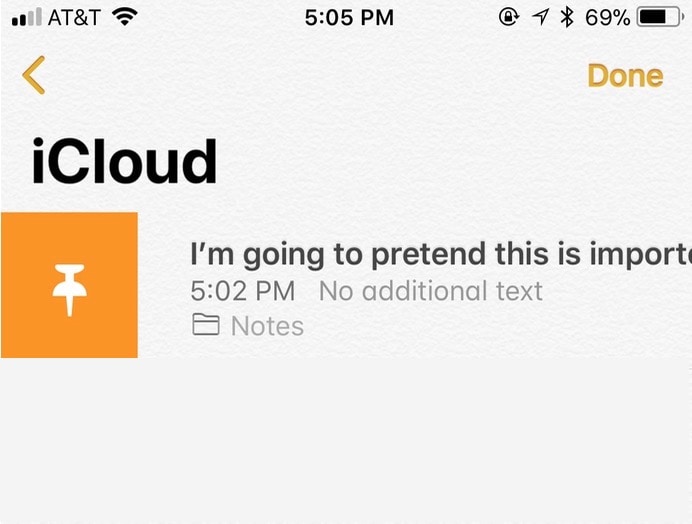 iOS Pinned Note