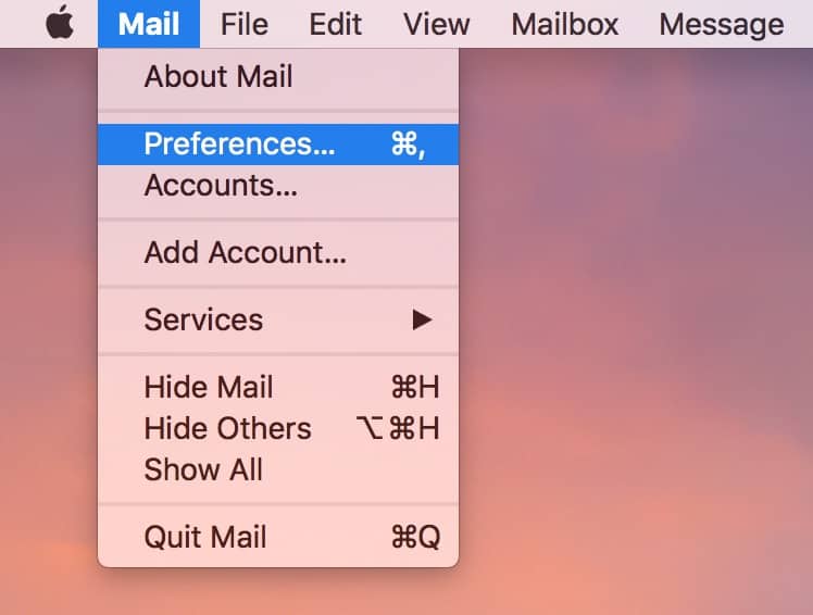 Mail Menu Preferences gets you to settings to manage where sent email messages are stored