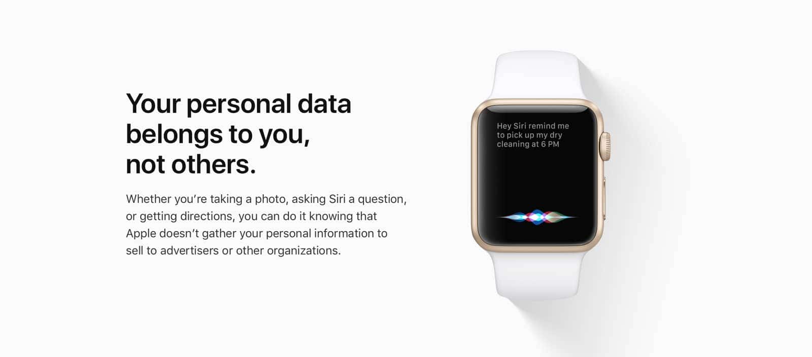 Screenshot of Apple Watch from Apple privacy page.