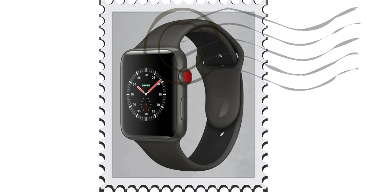 Apple Watch on a stamp