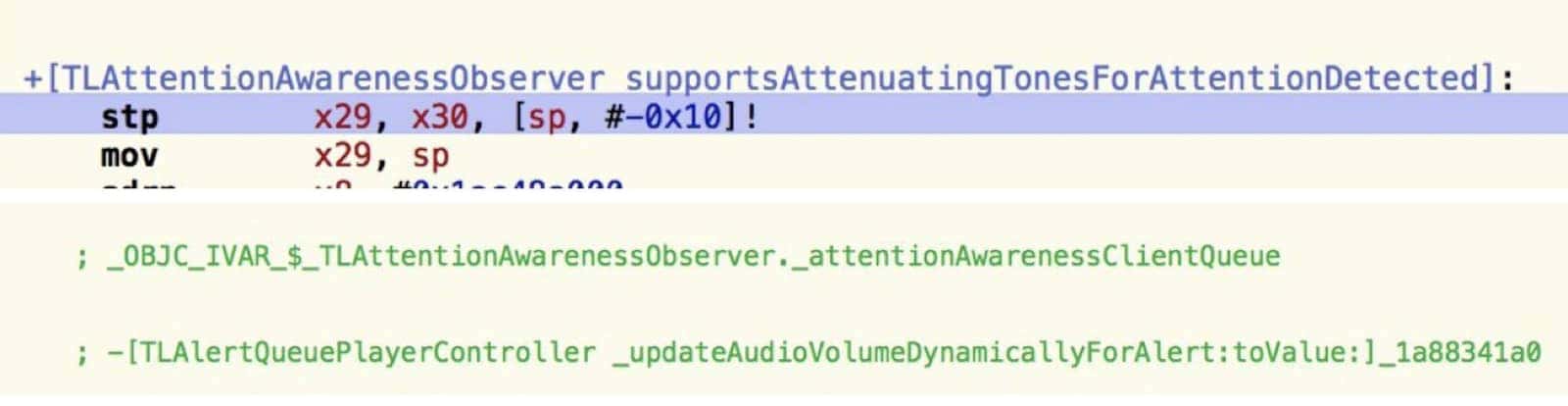 Code snippets for silencing notifications when you look at your iPhone. Eye-tracking ads could also use code like this.