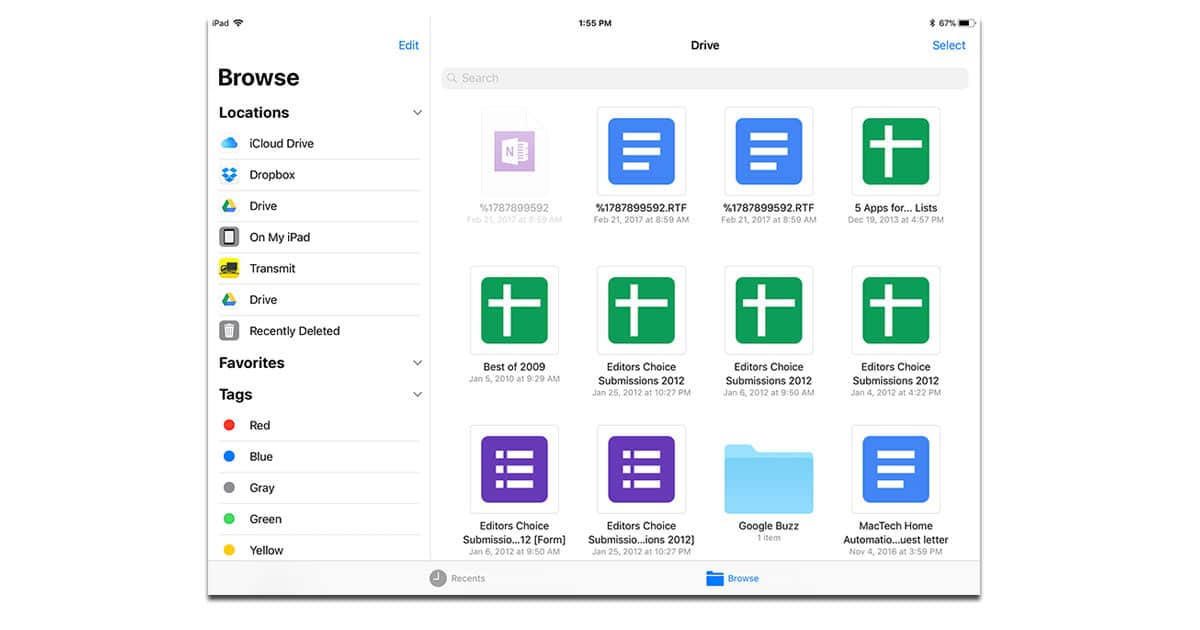 Google Drive in iOS 11 Files app