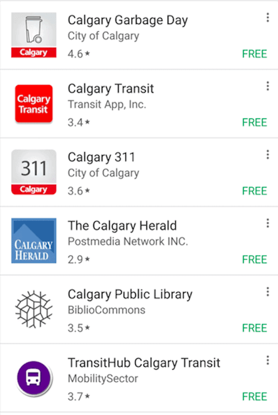 Government apps from the City of Calgary in Canada.