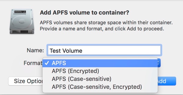 Adding an APFS Volume to an existing Container.