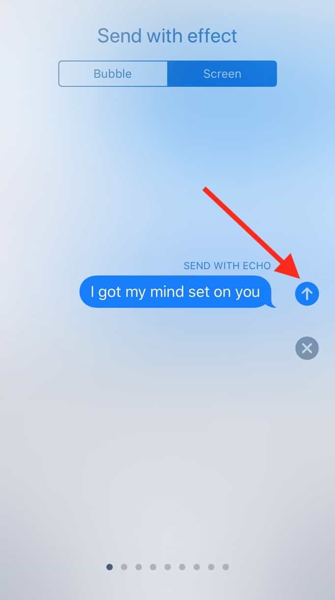 Messages Sending Arrow delivers your message and effect