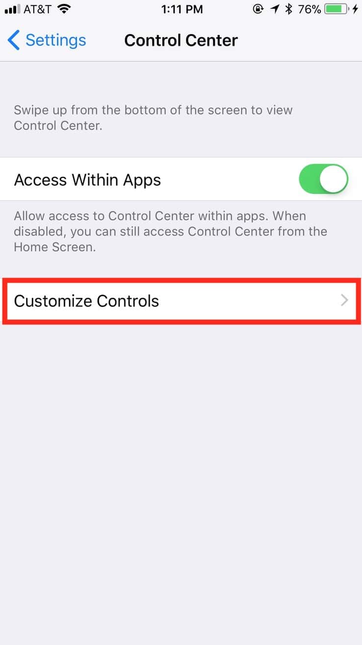 Use Customize Controls in Control Center Settings to add and remove items