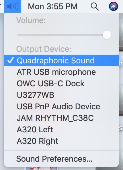 surround sound system in macos - selecting audio device