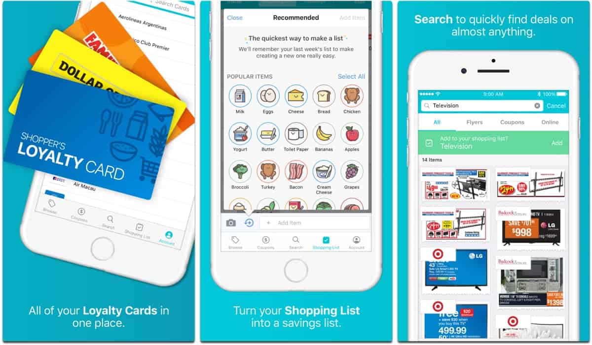 Screenshots of Flipp, one of the grocery apps with coupons.