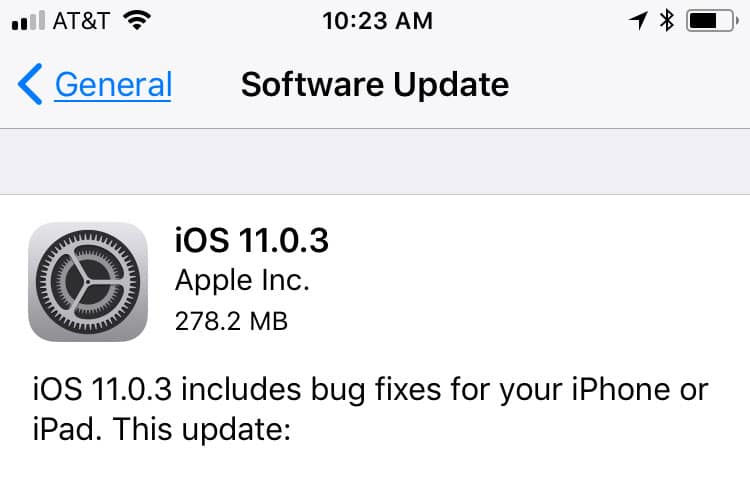 iOS 11.0.3 Screenshot