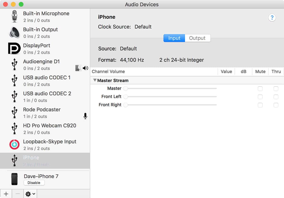 iPhone as audio input for Mac