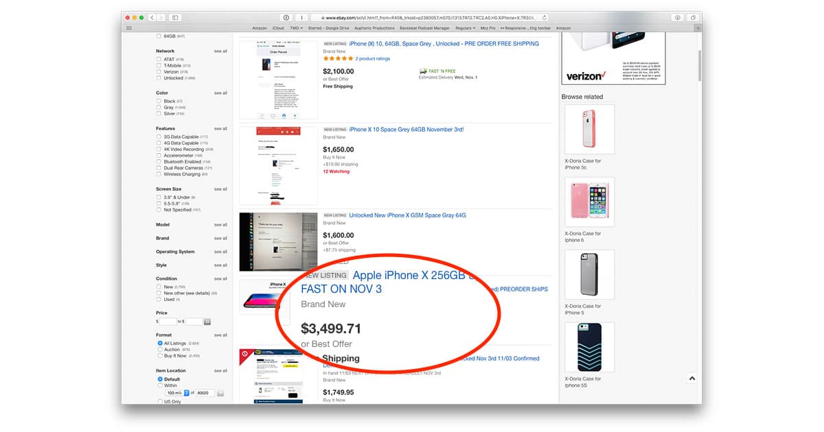 iPhone X Selling for More than $3,000 on Ebay