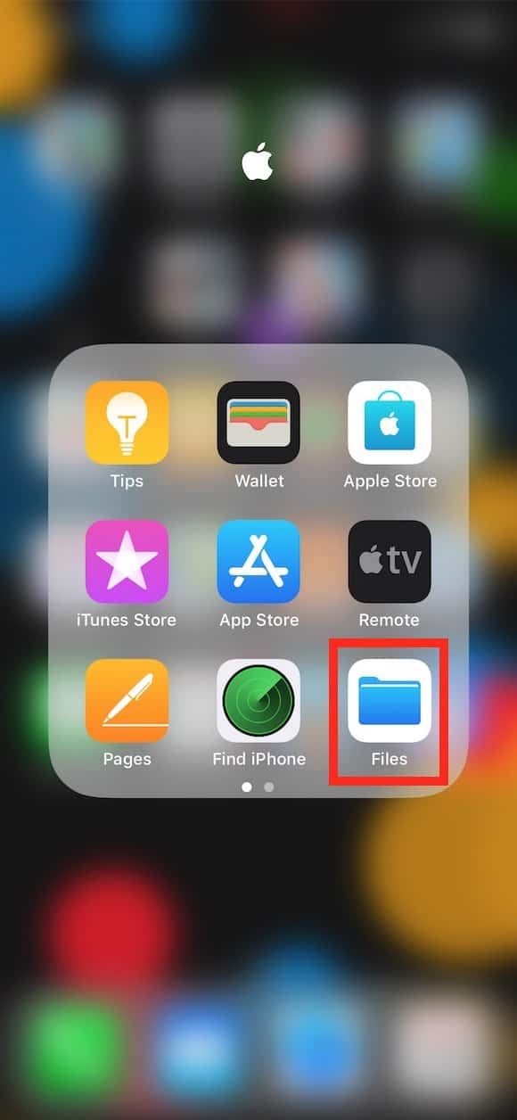 Files App on iOS shows iCloud Drive contents