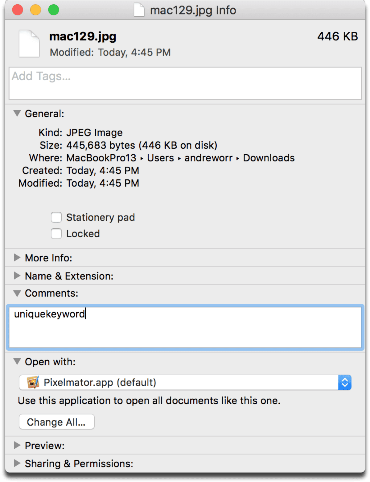 Use Get Info comments to enhance Mac file search.