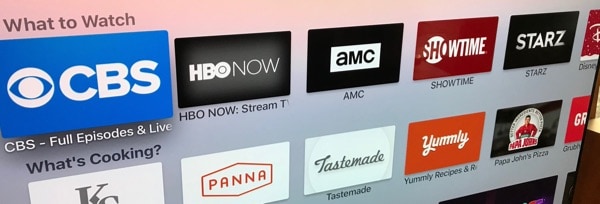 Apple TV highlighted streaming services.