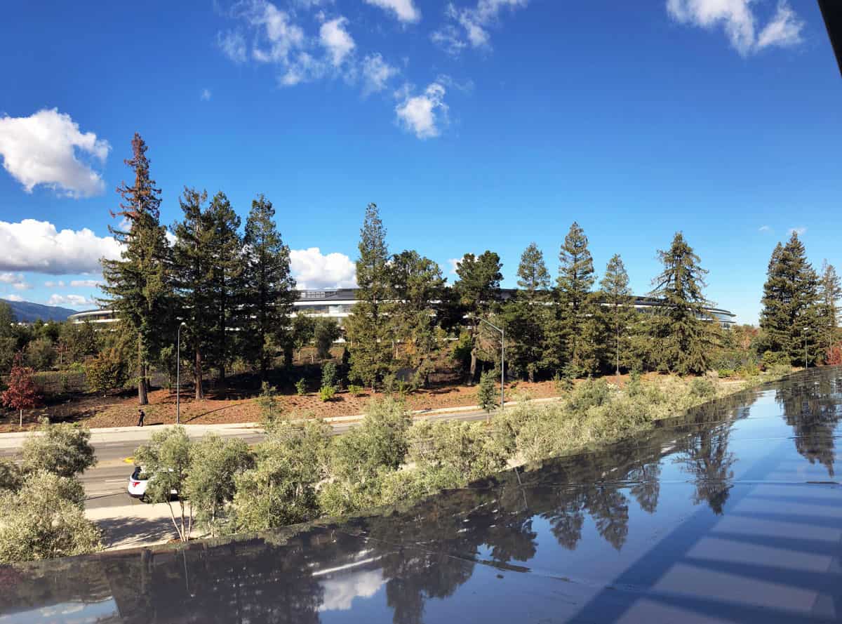 Looking at Apple Park from the Visitor Center's Observation Deck