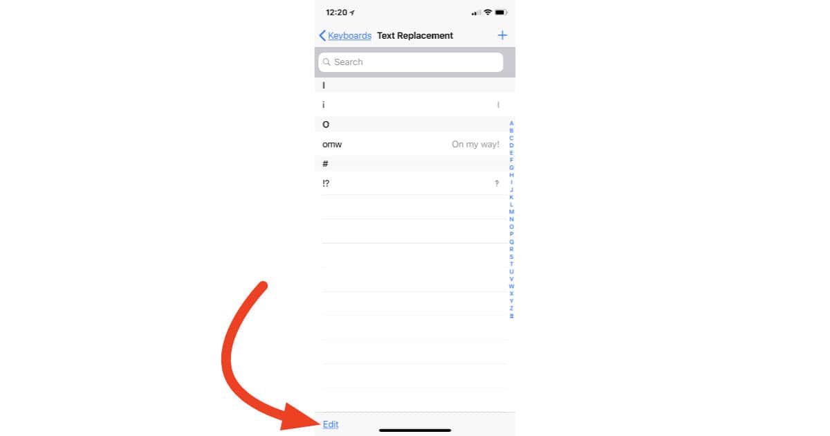 Edit in Text Replacement lets you delete entries