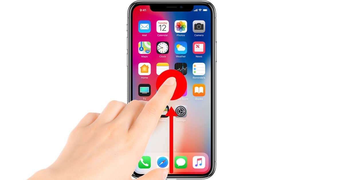 iPhone X App Switcher gesture: Swipe up from the bottom of the screen and pause