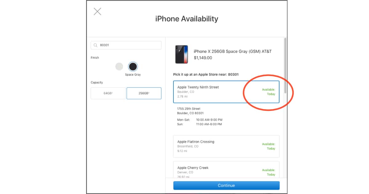 iPhone X available in Apple retail stores