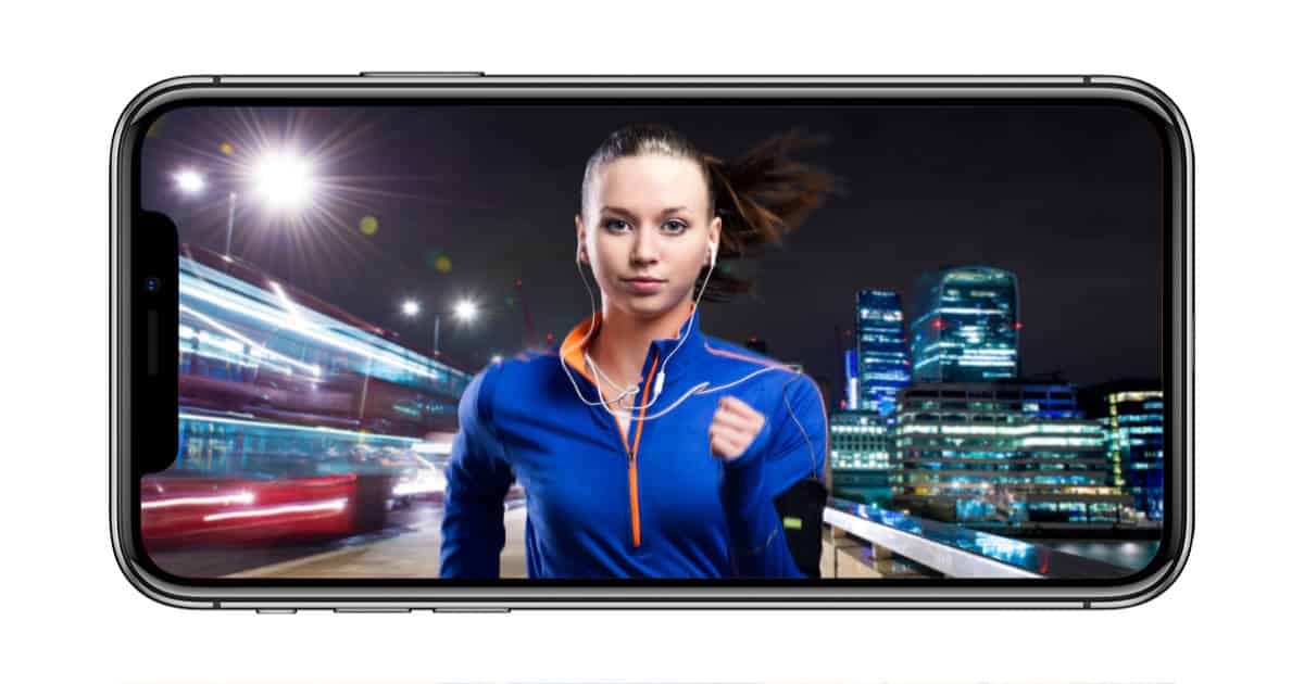 iPhone X with girl running