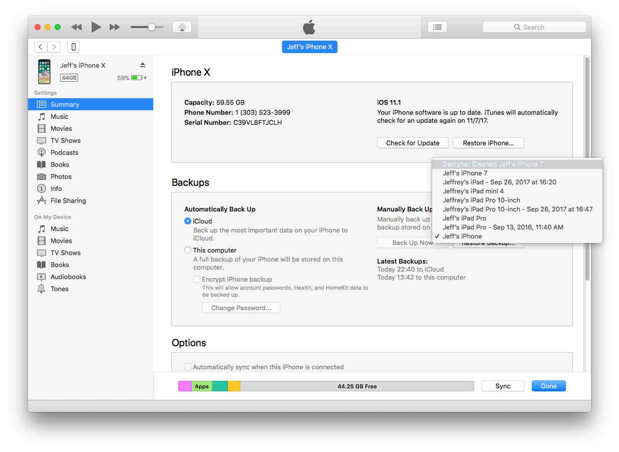 Decipher Activity Transfer makes a customized backup with your health data for your new iPhone