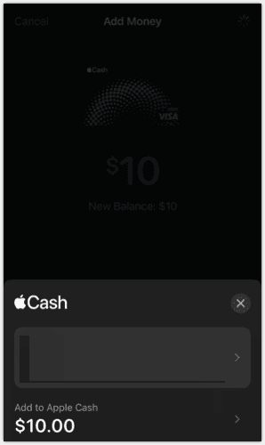 Apple Cash Add Money Transaction