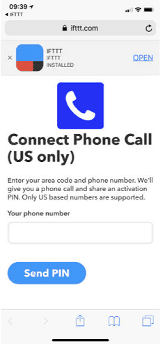 Enter your iPhone phone number and tap Send PIN