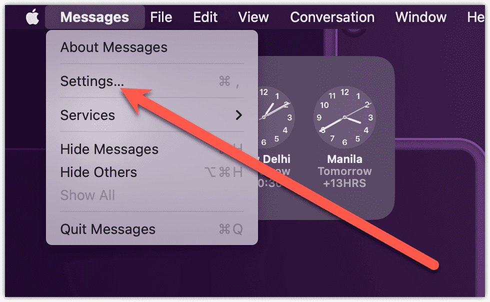 Messages Settings on Mac