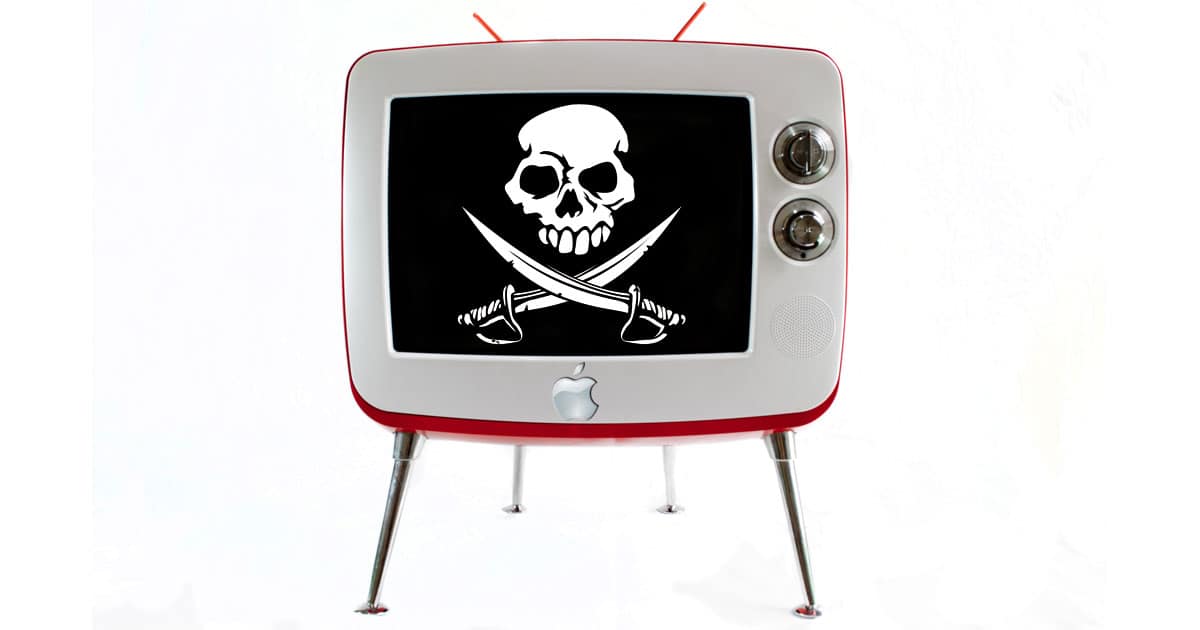 An Apple TV showing the Jolly Roger