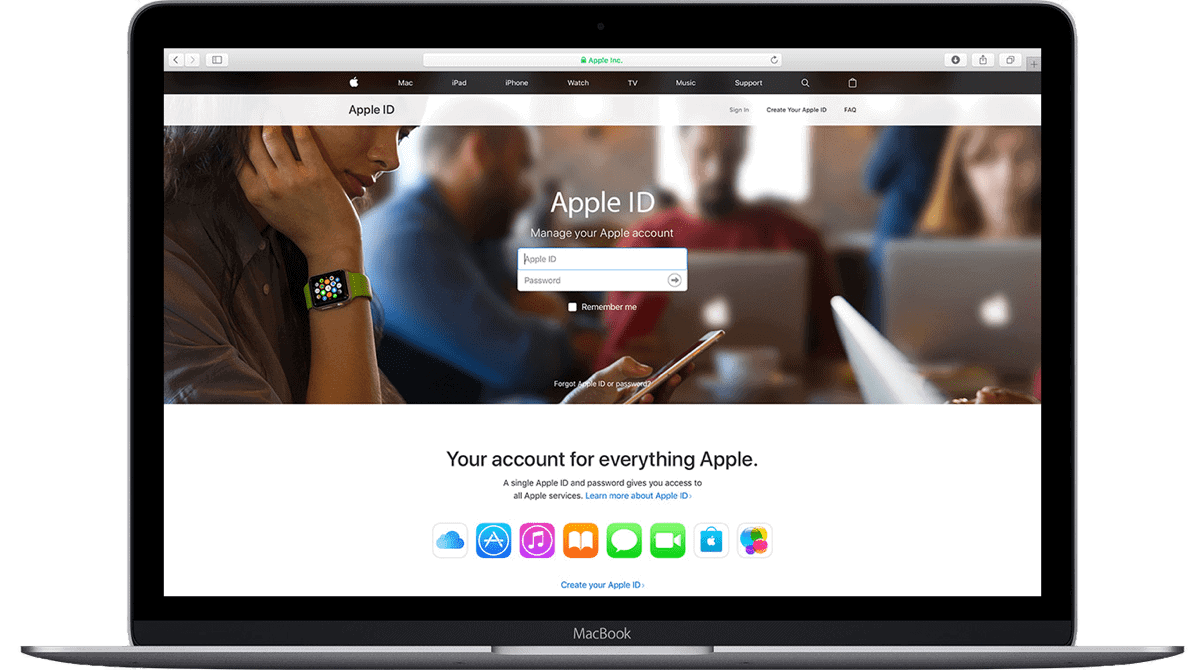 Create an Apple ID by visiting Apple's website.
